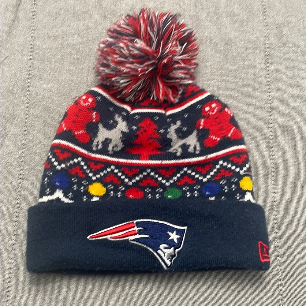 New England Patriots Holiday Knit Beanie with Pom